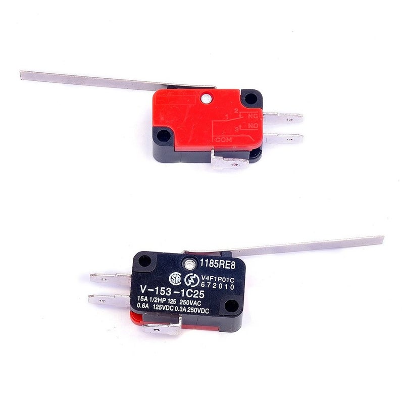 Cylewet 6Pcs V-153-1C25 Micro Limit Switch Long Straight Hinge Lever Arm SPDT Snap Action LOT for Arduino (Pack of 6) CYT1068 - Image 2